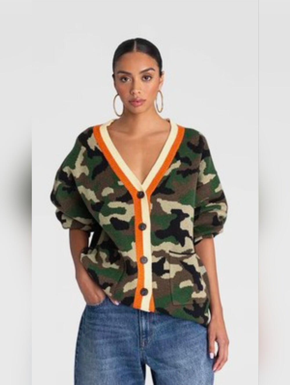 KBB  Women's 'The Slouchy Cardigan' in Olive Camo